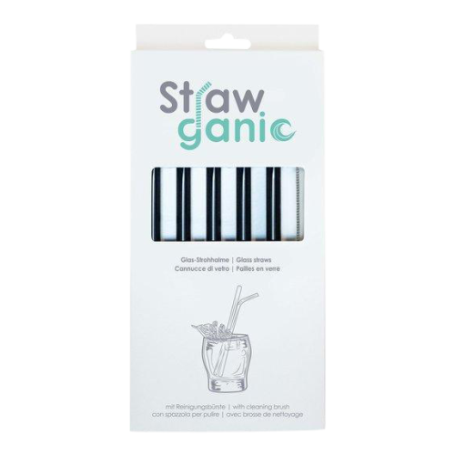 STRAWGANIC Glass Straws Set black