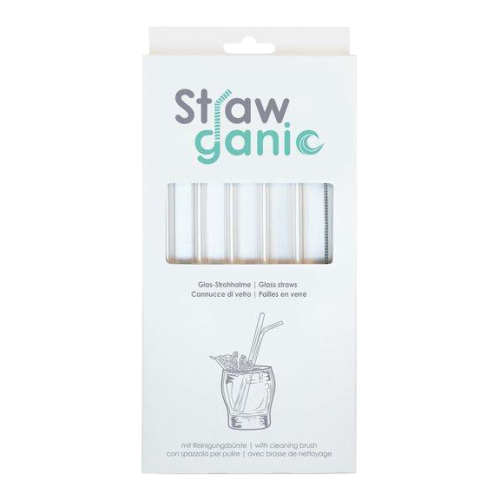 STRAWGANIC Glass Straws Set transparent