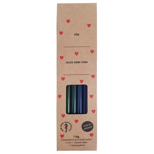Glass drinking straws gift set, 20cm, coloured (6 pcs) buy | Kitchencorner