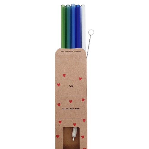 Glass drinking straws gift set, 20cm, coloured (6 pcs) buy | Kitchencorner