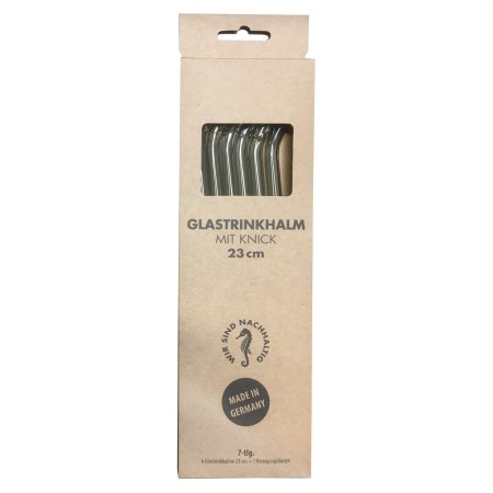 Pailles en verre (23 cm, courbées, 6 pcs., noir-transparent) acheter en ligne | Kitchencorner