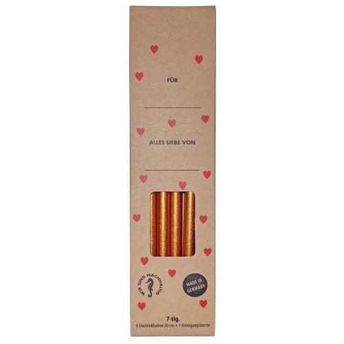 Trinkhalme aus Glas Geschenkset, 20cm, kupfer (6 Stk)